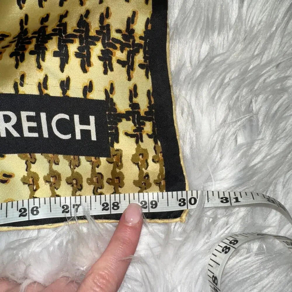 Rudi Gernreich Vintage 100% Silk Houndstooth Plaid Square Scarf Hand Rolled